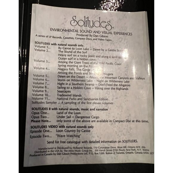 Vintage 1987 Solitudes Loon Country By Canoe Environmental Sounds on VHS +Visual - Picture 3 of 3